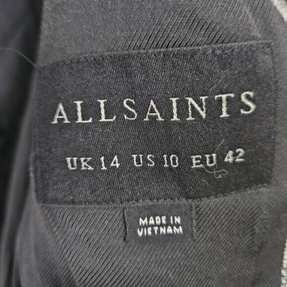 All Saints Helei Oversize Double Breasted Plaid Blazer Jacket Sz 10 Grey L - Picture 12 of 13